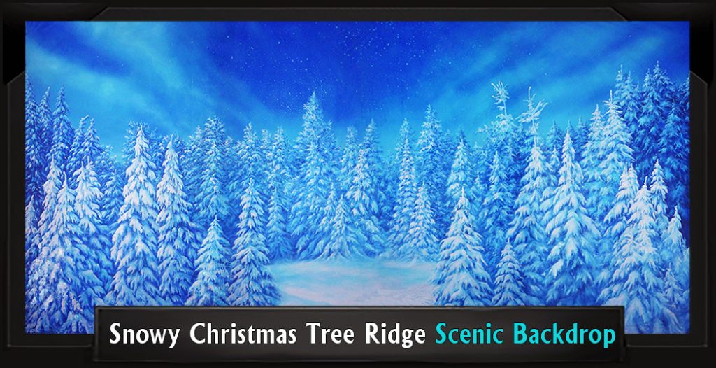 Snowy Christmas Tree Ridge Professional Scenic Christmas Backdrop