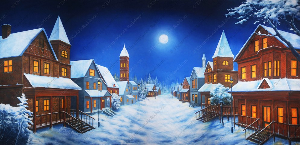 Nighttime Winter Village